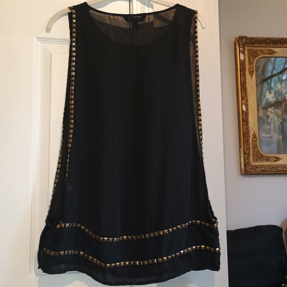 Rock & Republic Black Studded Open Side Sleeveless Top Sz S Gold Square Beads... - Picture 11 of 14